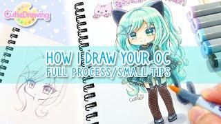 [Full process] How I draw your Gachalife OC /Small tip/From sketching to coloring/Copic#89