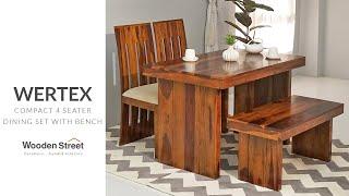 Wertex Compact 4 Seater Dining Set with Bench | Latest Dining Sets Designs 2023 | Wooden Street