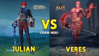 ARENA OF VALOR VS MOBILE LEGENDS - JULIAN VS VERES CHAINS HERO SKILL EFFECT COMPARISON