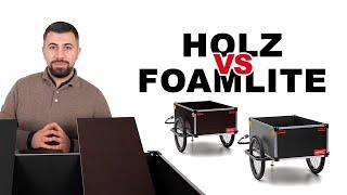 Fahrradanhänger Holz vs. Foamlite