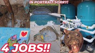 4 Jobs HUNTING hidden water LEAKS!! TWO pools, HOT & COLD water