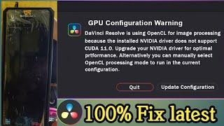 GPU Configuration warning | update configuration | Davinci 19 new update today |davinci19 GPU update