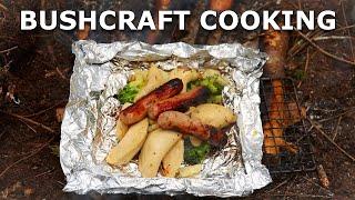 Bushcraft Campfire Cooking | Pierogi, Sausage, Veg in the Forest