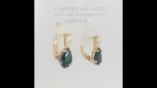 Ohrringe aus Rotgold 585° mit Diamanten & Saphiren! #rotgold #jewelry #585