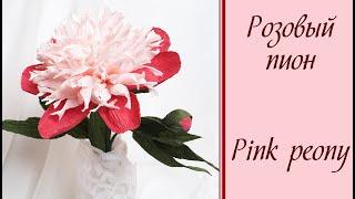 Розовый пион из гофрированной бумаги /  Pink peony of corrugated paper