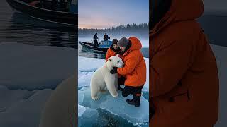 Tiny Polar Bear's Heartwarming Rescue!  #PolarBearRescue #WildlifeConservation #ArcticAnimals #AIGC