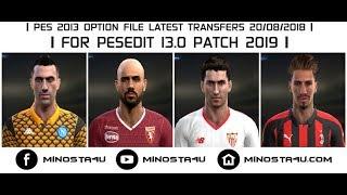 PES 2013 ● Option File Latest Transfers 20/08/2018 ● By Minosta4u