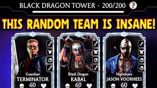 MK Mobile. Black Dragon Tower 200 vs. RANDOM Team, Huge Surprise!