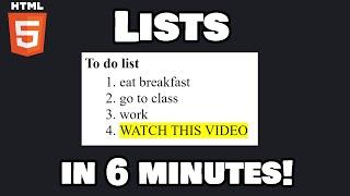 Learn HTML lists in 6 minutes! 
