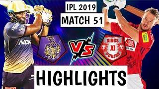 Match 52 IPL 2019 Full Highlights "KXIP vs KKR" Full Match Highlights Today