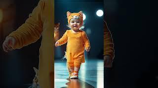 A baby and a orange cat merge togather. #youtubeshorts #cute #kawaii #runway #ai #cat