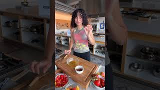 Seasonal produce STUNS in Gabriella Lewis's Tomato Peach Panzanella... come and get it!