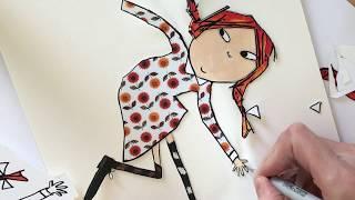 Lauren Child making artwork for Pippi Longstocking Goes Aboard, by Astrid Lindgren.