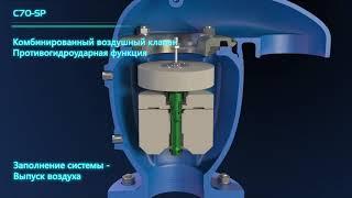 Комбинированный воздушный клапан BERMAD  модель C70, принцип действия