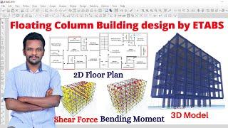 Floating column building design by ETABS Software | Apartment building | civil engineering |