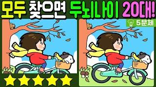 【다른그림찾기/치매예방】차이점 3개 모두 다 찾으면 두뇌나이 20대!【 find difference / 두뇌운동/3개 찾기/5문제/#873】