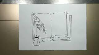 How to draw OPEN BOOK with PEN in 5 minutes