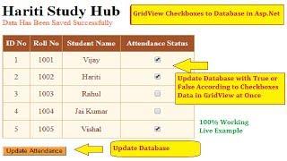 Save CheckBox Values in GridView to Database at Once in Asp.Net C# | Hindi | Free Online Learning