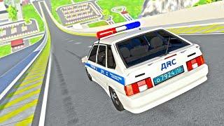 СПУСК БЕЗ ТОРМОЗОВ НА ПОЛИЦЕЙСКОЙ ВАЗ 2114 В BeamNG Drive МОДЫ! Beamng.Drive ИГРА ВИДЕО