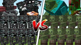 GIANT WITHER ARMY vs ZOMBIE ARMY IN MINECRAFT - Minecraft Mob Battle