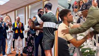 Alcaraz Celebrates with Celebrities Winning the Roland Garros 2025 Trophy