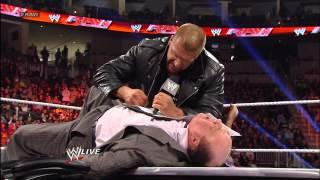 The WrestleMania contract signing between Triple H and Brock Lesnar ends in chaos: Raw, March 18, 20