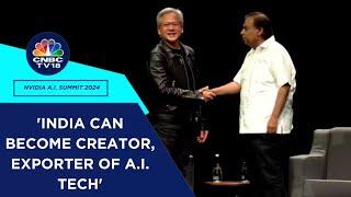 Jensen Huang, Mukesh Ambani Discuss India’s Potential As Global AI Hub | Nvidia AI Summit 2024