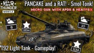 War Thunder Mobile - T92 Micro Light Tank Gameplay! - Premium PANCAKE + R.A.T Combination!