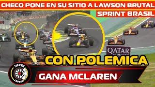 ¡CON POLÉMICA! CHECO PÉREZ PONE EN SU SITIO A LAWSON MCLAREN GANA SPRINT GP BRASIL SOBRE VERSTAPPEN