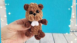 Бобер вязаный крючком из плюшаБобер брелок крючкомcrochet beaver/Gehäkelter Biber