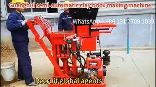 Clay brick making machine, powered by diesel engine,