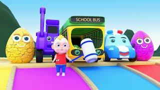 Bath Song, Bingo, Wheels on the Bus + More Baby Songs   - Learn Vehicle Names and Learn Colors