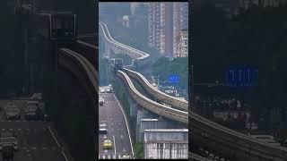 Light Rail Transit Intersection in Chongqing, a Mountain City in China #travel #discoverchina #china