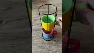 12 OZ Porcelain Stackable Mugs with Rack
