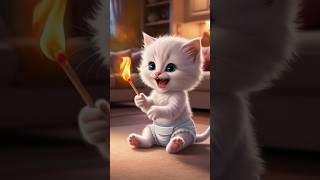 Kitten's house Caught Fire #kitten #cat #cartoon #kitty