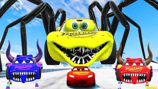 Epic Escape From The Lightning McQueen Demon Eater & Spider Mutant Eater | McQueen VS McQueen BeamNG