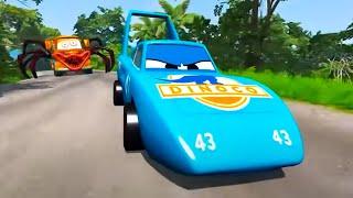 Funny cars are trying to escape the chasing monster car in BeamNG
