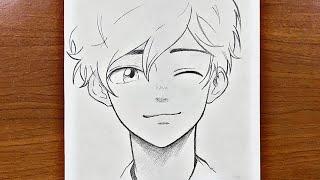 Easy anime sketch | how to draw cute anime boy