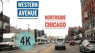 North Western Avenue Driving in Northside Chicago: 4K: Streets of the Americas