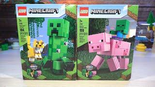 Pure builds: LEGO Minecraft Bigfig Creeper / Ocelot & Pig / Baby Zombie 21156 21157 ASMR