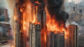 2 minutes ago! Residential skyscrapers are burning! Fire in the center of a megalopolis in China