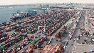 Drone Footage of Containers in a Dock