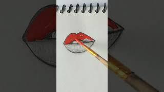 red lips  #lipstick #drawing #satisfying #art #shorts