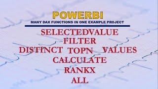 Learn DAX: VALUES, DISTINCT, TOPN, RANKX, FILTER, CALCULATE, SELECTEDVALUE, ALL and many more