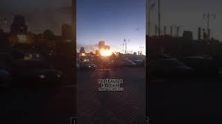 Attack by a Shahed 238 kamikaze drone near the UkrEnergo building. Kiev. April 6, 2024.