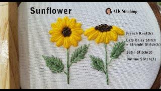 Sunflower by using Basic Embroidery Stitches