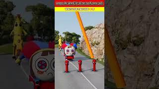 Crazy Cars Crossing Triple Spider Man Bollard Gate with Giant Spinning Anxi in BeamNG.drive #shorts