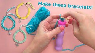 How to make the Quick Knit Charm Bracelets - Faber-Castell Creativity for Kids + Lion Brand