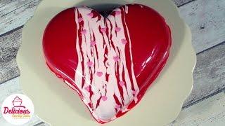 Heart Shape Mirror Glaze Cake | Delicious Sparkly Cakes