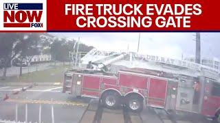 BREAKING: Fire truck evades crossing gate, slammed by Brightline Train in Florida